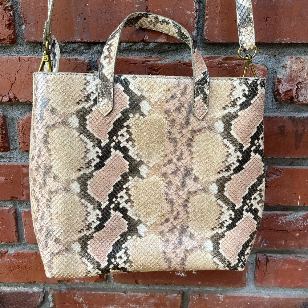 Madewell Zip-top Small Transport Crossbody Snake Embossed
